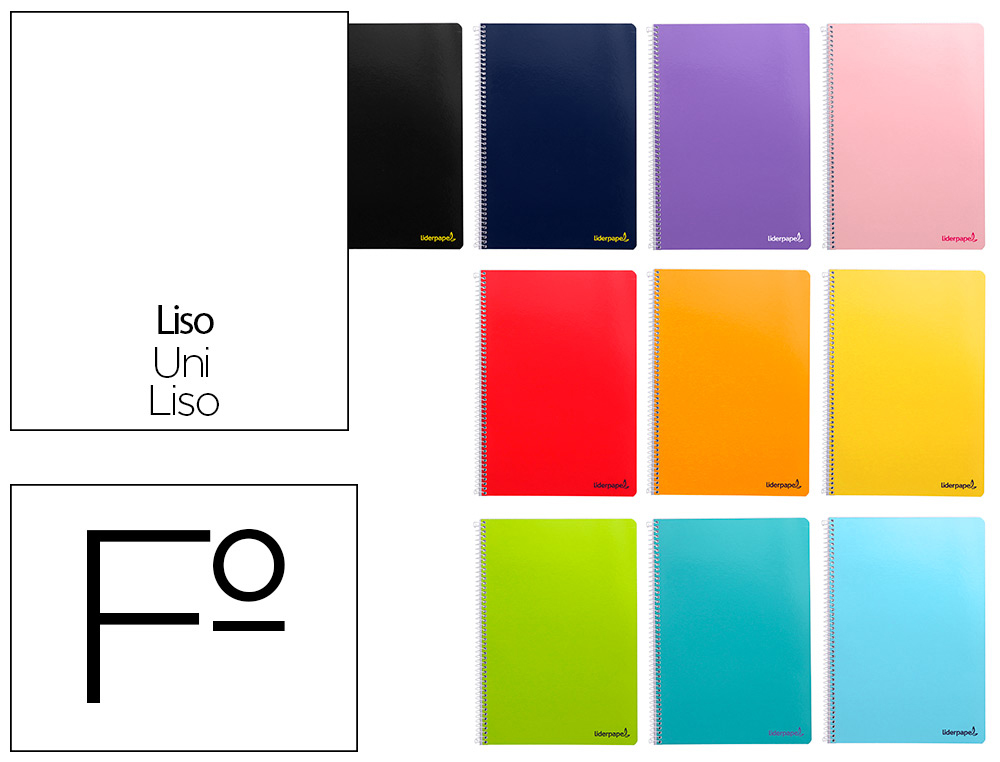 CUADERNO ESPIRAL LIDERPAPEL FOLIO SMART TAPA BLANDA 80H 60GR LISO SIN MARGEN COLORES SURTIDOS