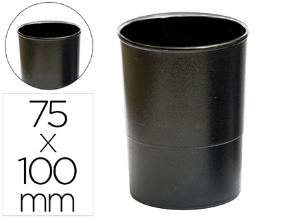 CUBILETE PORTALAPICES Q-CONNECT PLASTICO DIAMETRO 75 MM ALTURA 100 MM NEGRO OPACO