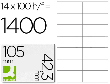 ETIQUETA ADHESIVA Q-CONNECT KF10656 TAMAO 105X42,3 MM FOTOCOPIADORA LASER INK-JET CAJA CON 100 HOJAS DIN A4