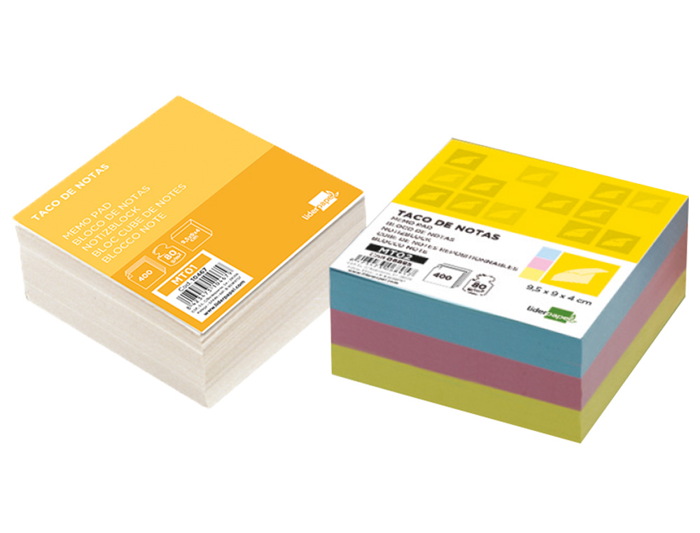 TACO PAPEL LIDERPAPEL SIN ENCOLAR 95X90X40 MM BLANCO 80 GR