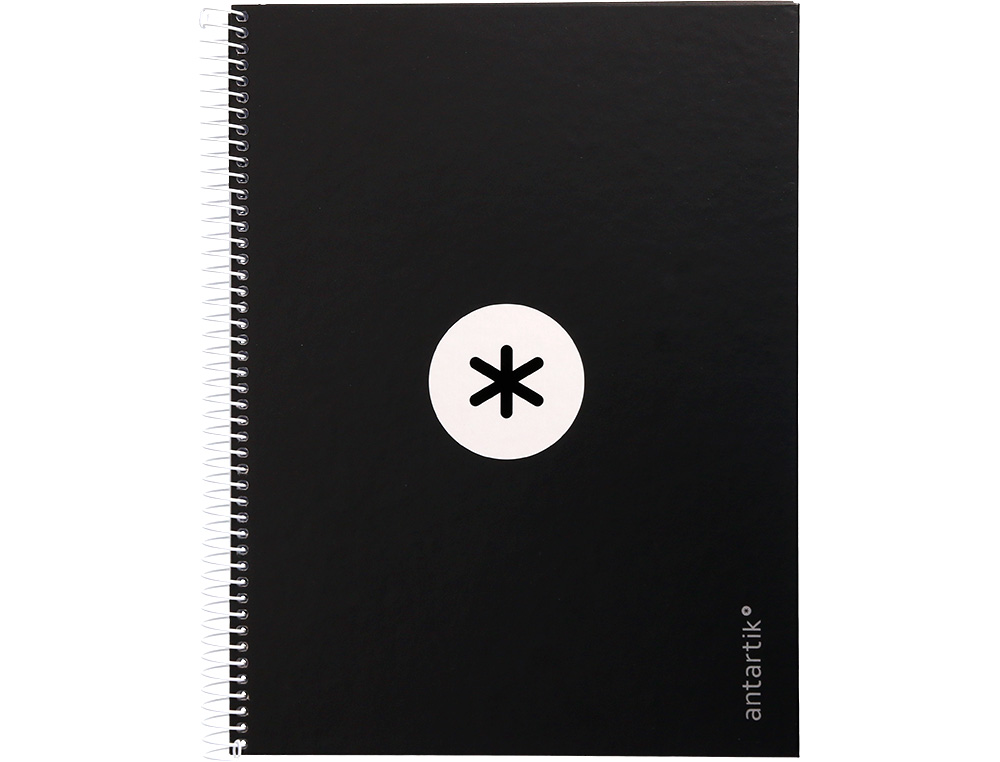 CUADERNO ESPIRAL A4 MICRO ANTARTIK TAPA FORRADA 80H 90 GR CUADRO 5MM 1 BANDA 4 TALADROS NEGRO