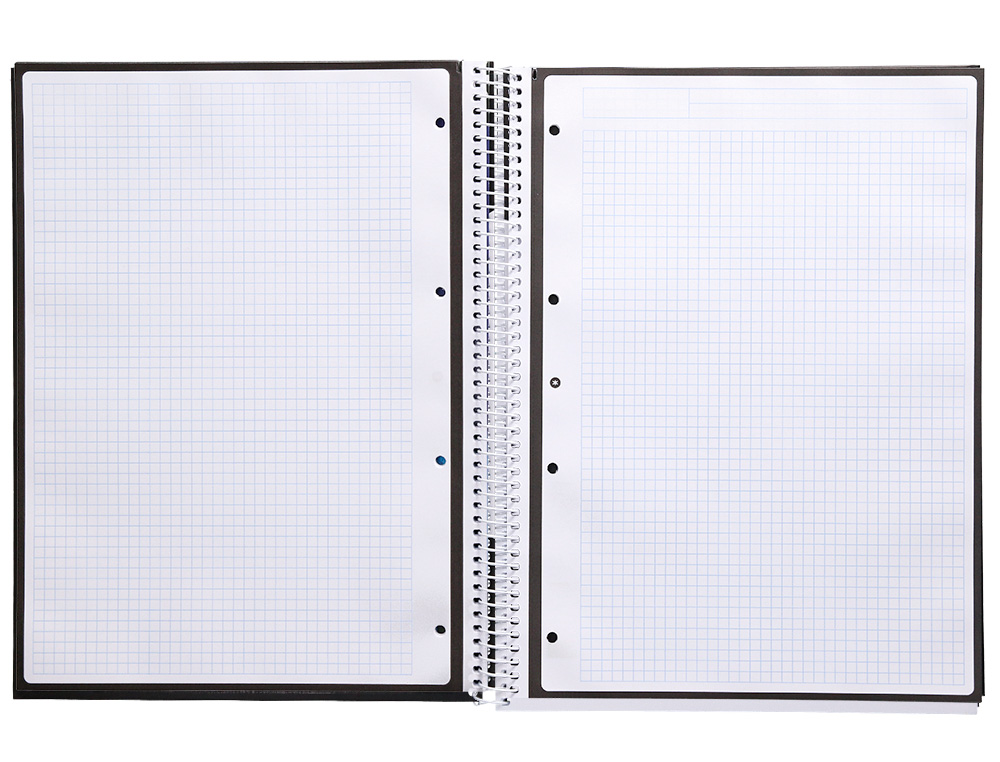 CUADERNO ESPIRAL A4 MICRO ANTARTIK TAPA FORRADA 80H 90 GR CUADRO 5MM 1 BANDA 4 TALADROS NEGRO