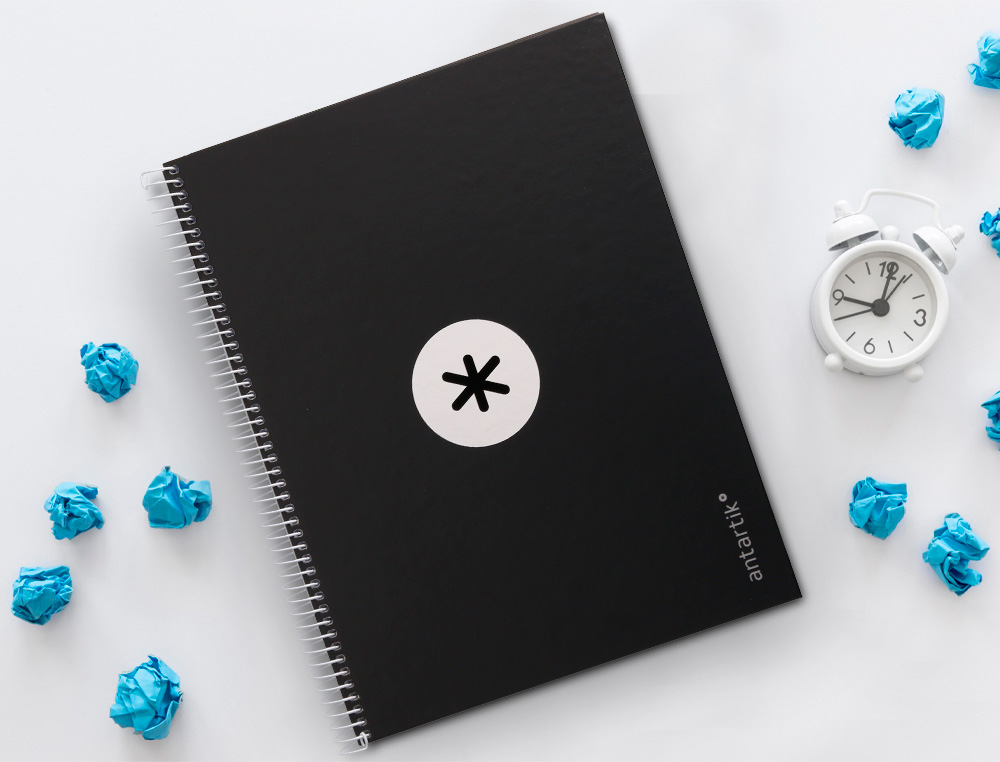 CUADERNO ESPIRAL A4 MICRO ANTARTIK TAPA FORRADA 80H 90 GR CUADRO 5MM 1 BANDA 4 TALADROS NEGRO