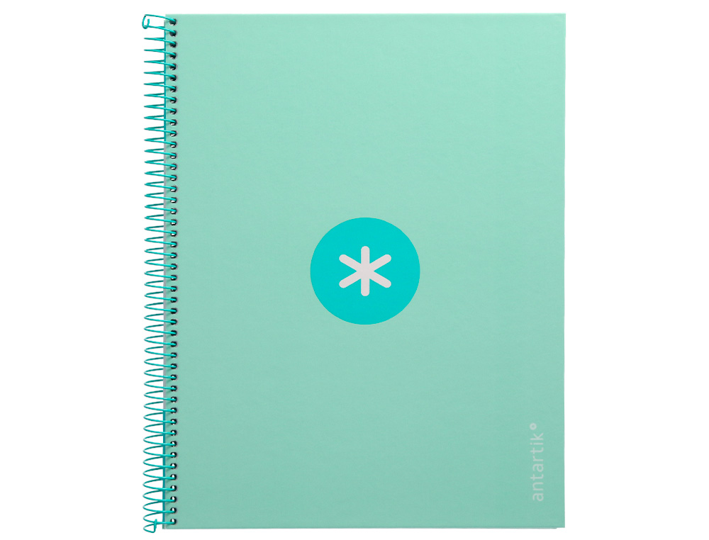 CUADERNO ESPIRAL A4 MICRO ANTARTIK TAPA FORRADA 80H 90 GR CUADRO 5MM 1 BANDA 4 TALADROS MENTA