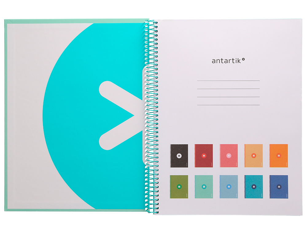 CUADERNO ESPIRAL A4 MICRO ANTARTIK TAPA FORRADA 80H 90 GR CUADRO 5MM 1 BANDA 4 TALADROS MENTA
