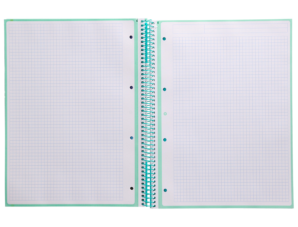 CUADERNO ESPIRAL A4 MICRO ANTARTIK TAPA FORRADA 80H 90 GR CUADRO 5MM 1 BANDA 4 TALADROS MENTA