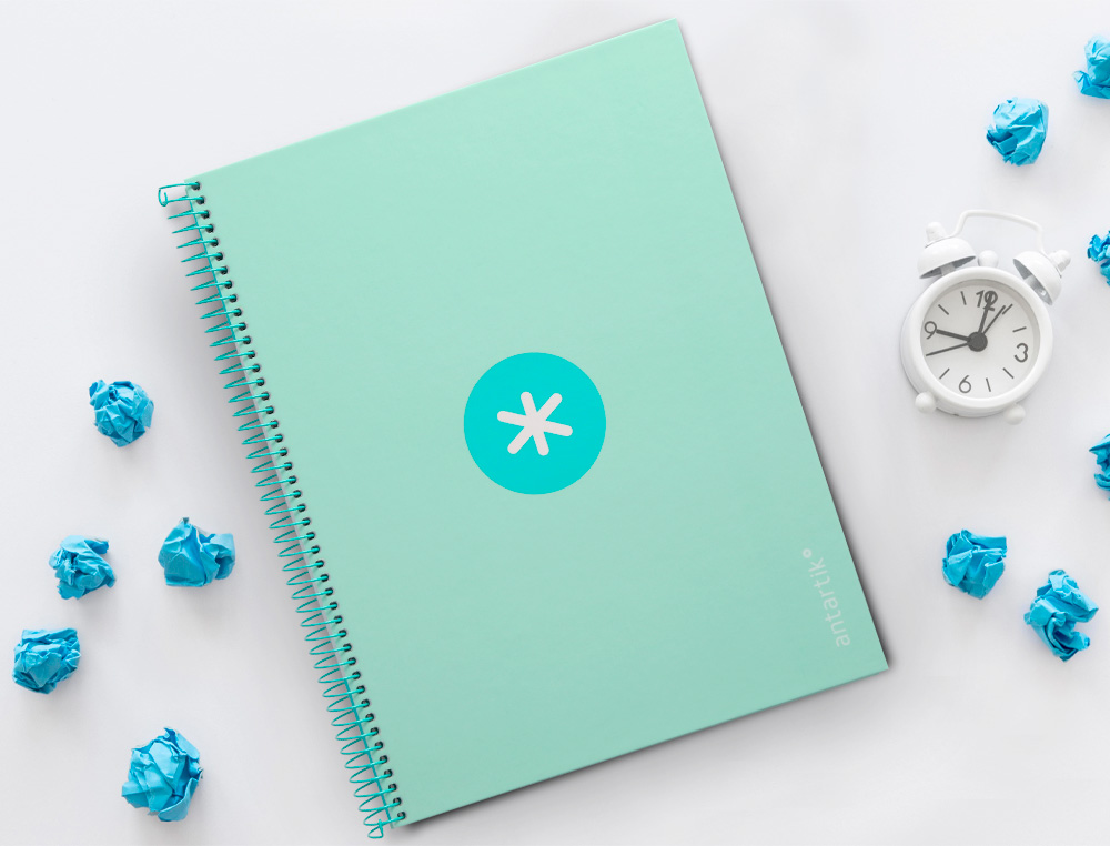 CUADERNO ESPIRAL A4 MICRO ANTARTIK TAPA FORRADA 80H 90 GR CUADRO 5MM 1 BANDA 4 TALADROS MENTA