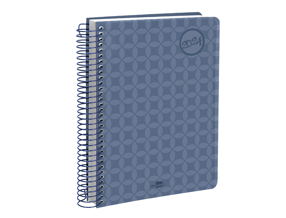 AGENDA ESPIRAL LIDERPAPEL CLASSIC A6 2024 SEMANA VISTA PORTADA POLIPROPILENO PAPEL 70 GR COLOR AZUL