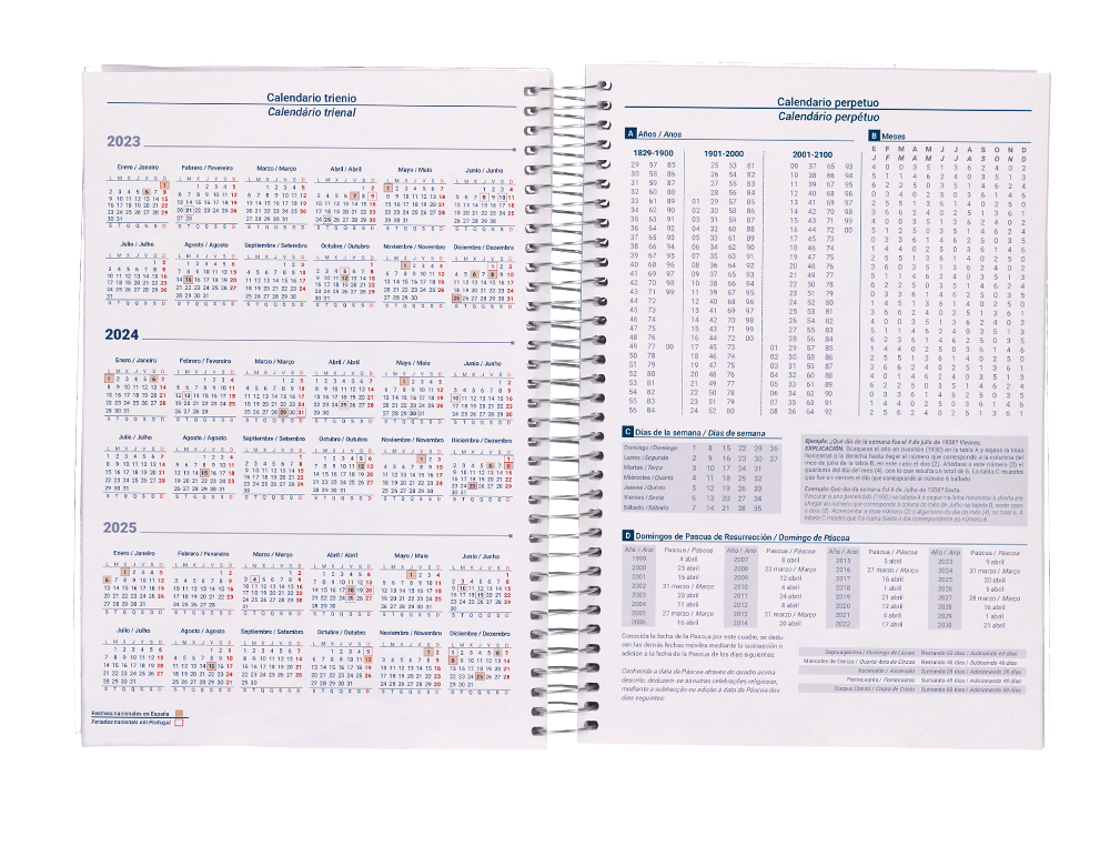 AGENDA ESPIRAL LIDERPAPEL TINOS A5 2024 DIA PAGINA PORTADA POLIPROPILENO PERSONALIZABLE PAPEL 70 GR