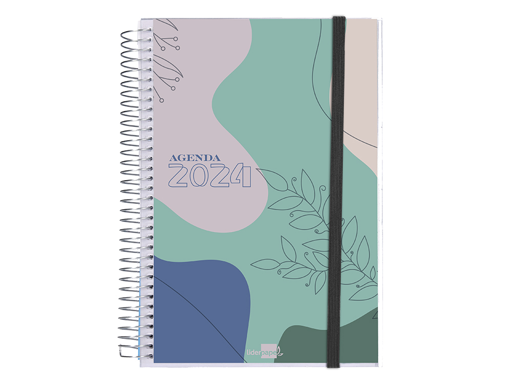 AGENDA ESPIRAL LIDERPAPEL TINOS A5 2024 DIA PAGINA PORTADA POLIPROPILENO PERSONALIZABLE PAPEL 70 GR