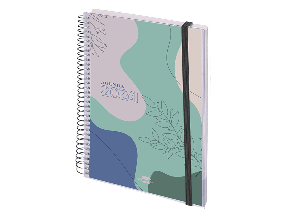 AGENDA ESPIRAL LIDERPAPEL TINOS A5 2024 DIA PAGINA PORTADA POLIPROPILENO PERSONALIZABLE PAPEL 70 GR