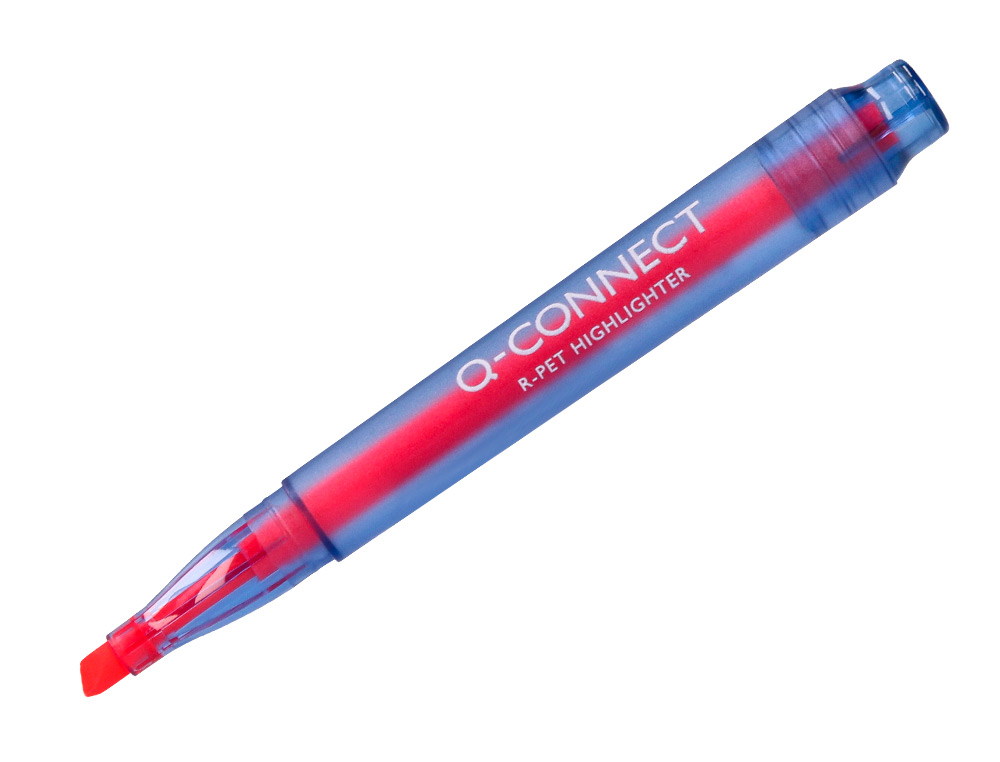 ROTULADOR Q-CONNECT FLUORESCENTE PUNTA BISELADA FABRICADO PET RECICLADO CAJA DE 4 UNIDADES COLORES SURTIDOS
