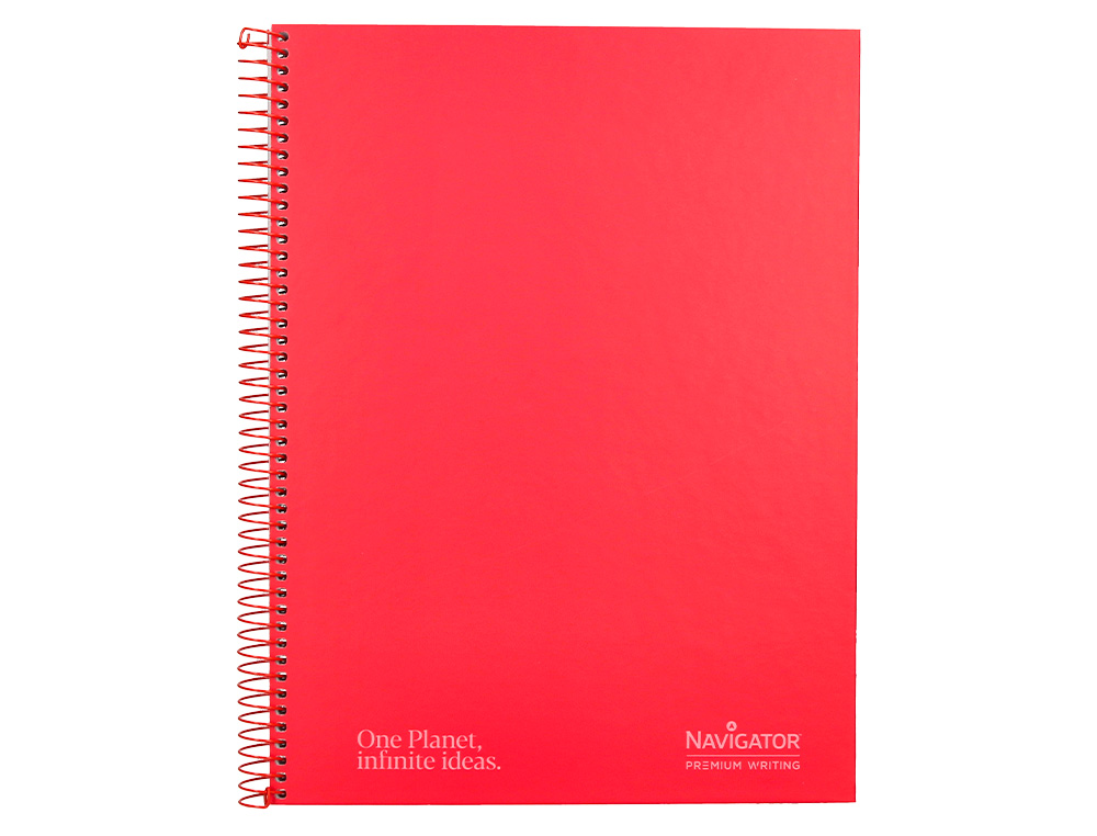 CUADERNO ESPIRAL NAVIGATOR A4 MICRO TAPA FORRADA 80H 80GR CUADRO 5MM 1 BANDA COLOR ROJO