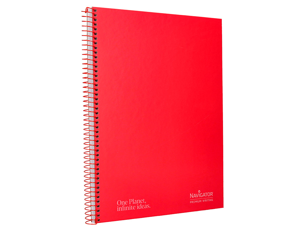 CUADERNO ESPIRAL NAVIGATOR A4 MICRO TAPA FORRADA 80H 80GR CUADRO 5MM 1 BANDA COLOR ROJO