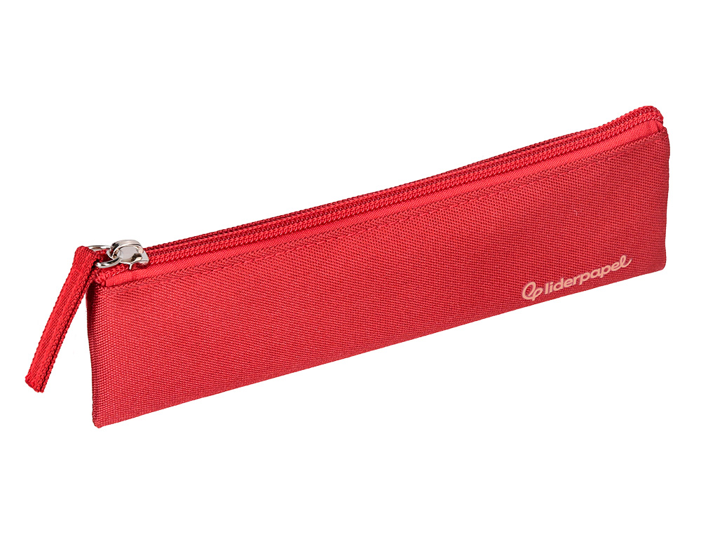 ESTUCHE PORTATODO LIDERPAPEL PLANO ESTRECHO UNA CREMALLERA 200X60 MM ROJO