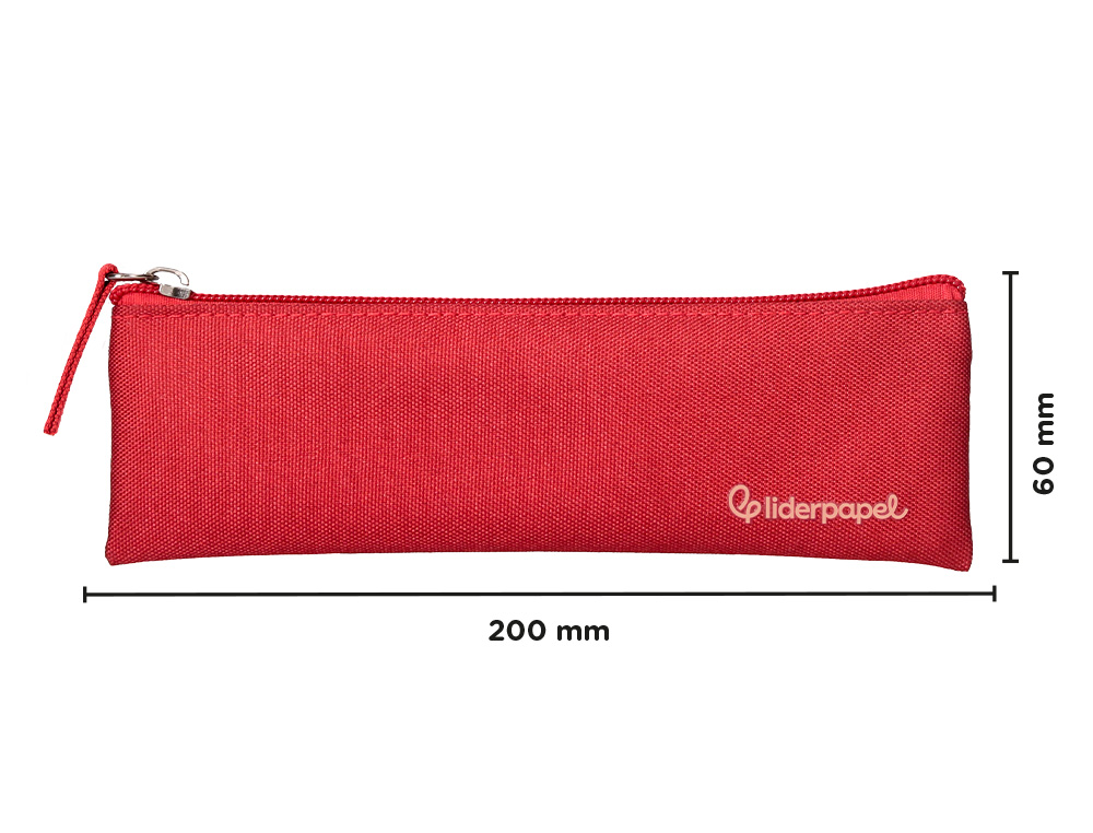 ESTUCHE PORTATODO LIDERPAPEL PLANO ESTRECHO UNA CREMALLERA 200X60 MM ROJO