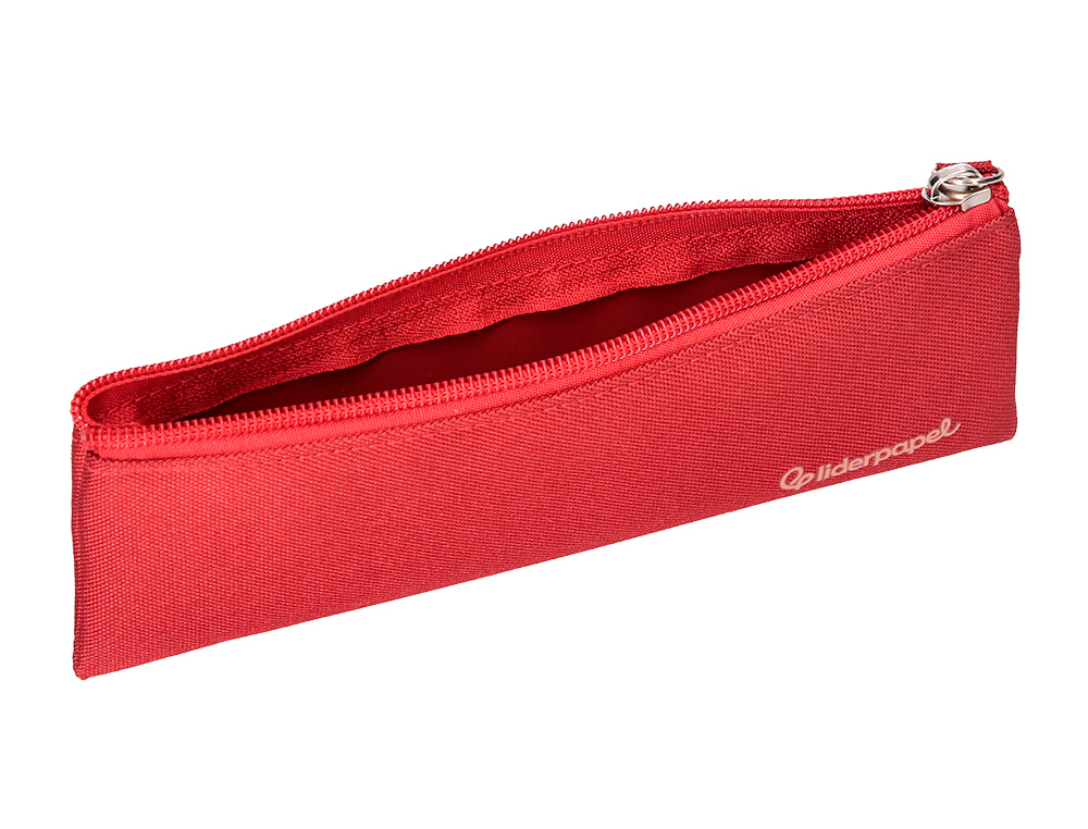ESTUCHE PORTATODO LIDERPAPEL PLANO ESTRECHO UNA CREMALLERA 200X60 MM ROJO