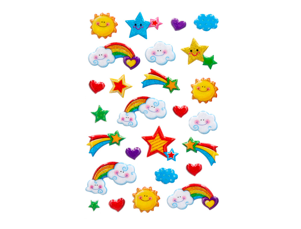 PEGATINAS IMAGINOVO ARCOIRIS MAGIC DREAMS CON RELIEVE 190X105 MM EN BLISTER
