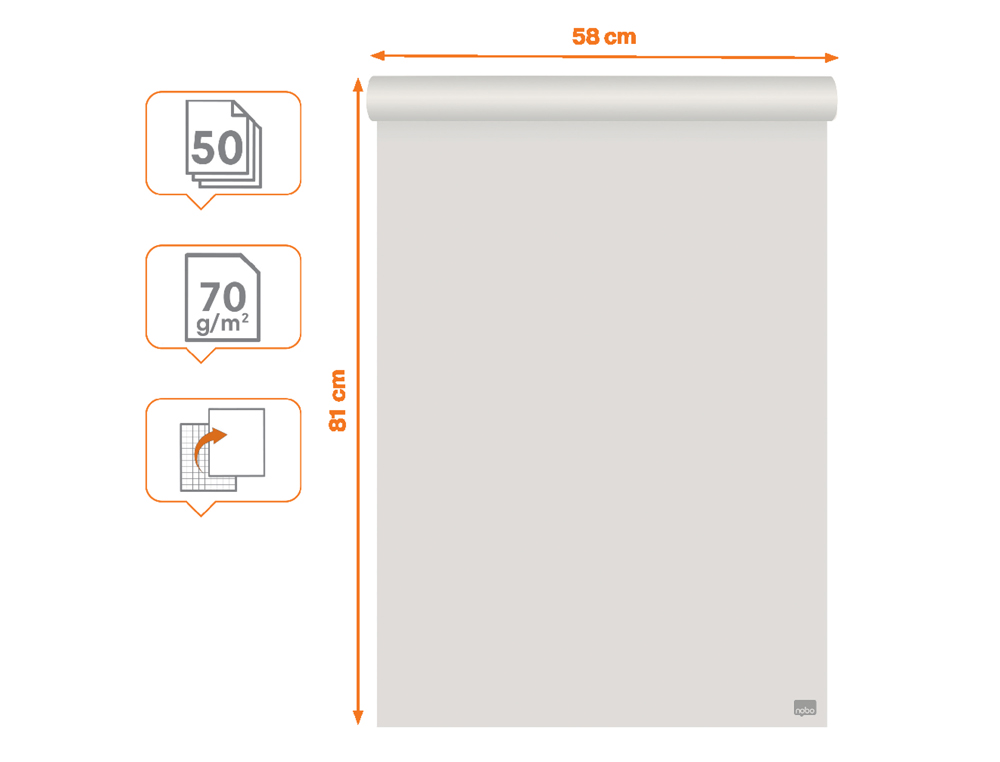 BLOC CONGRESO NOBO PAPEL RECICLADO CUADRICULADO/LISO 580X810 MM 50 HOJAS 70 G/M2 PACK DE 2 UNIDADES