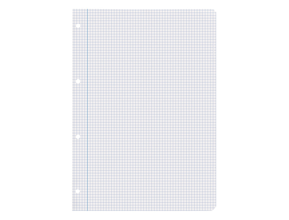 RECAMBIO LIDERPAPEL A4 80 HOJAS 75G/M2 CUADRO 4 MM CON MARGEN 4 TALADROS
