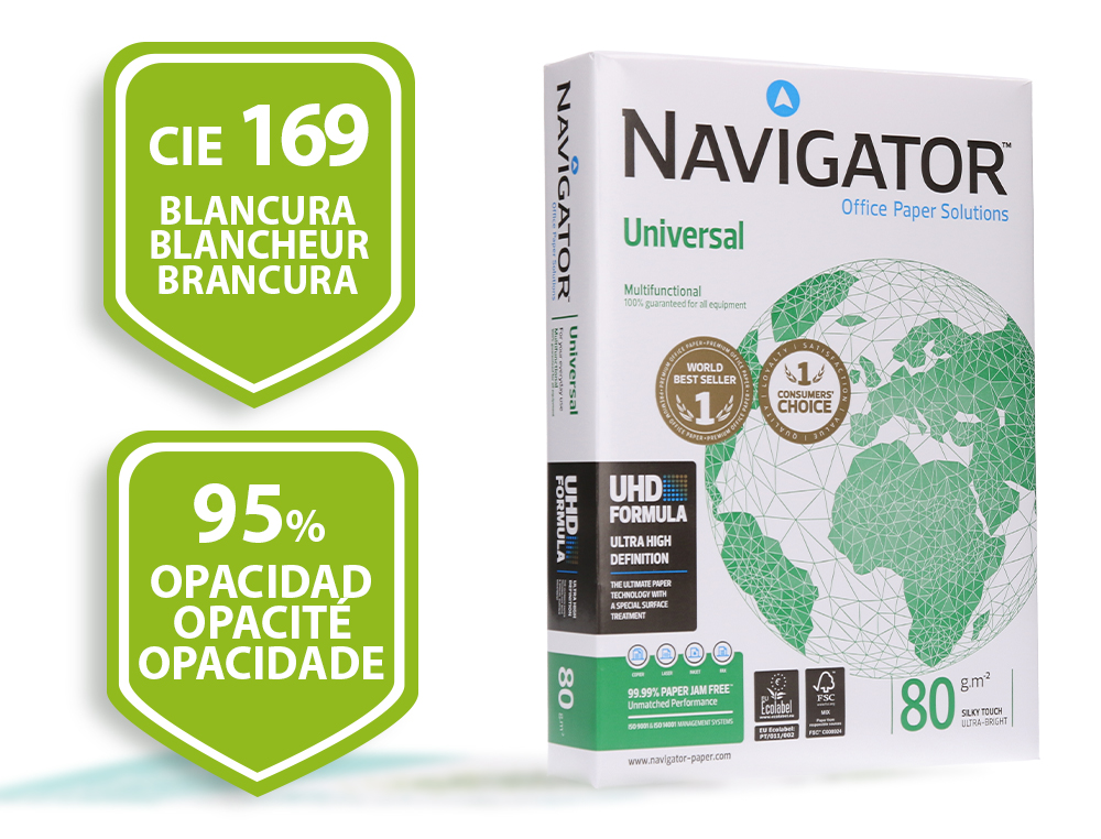 PAPEL FOTOCOPIADORA NAVIGATOR DIN A4 80 GRAMOS PAQUETE DE 500 HOJAS