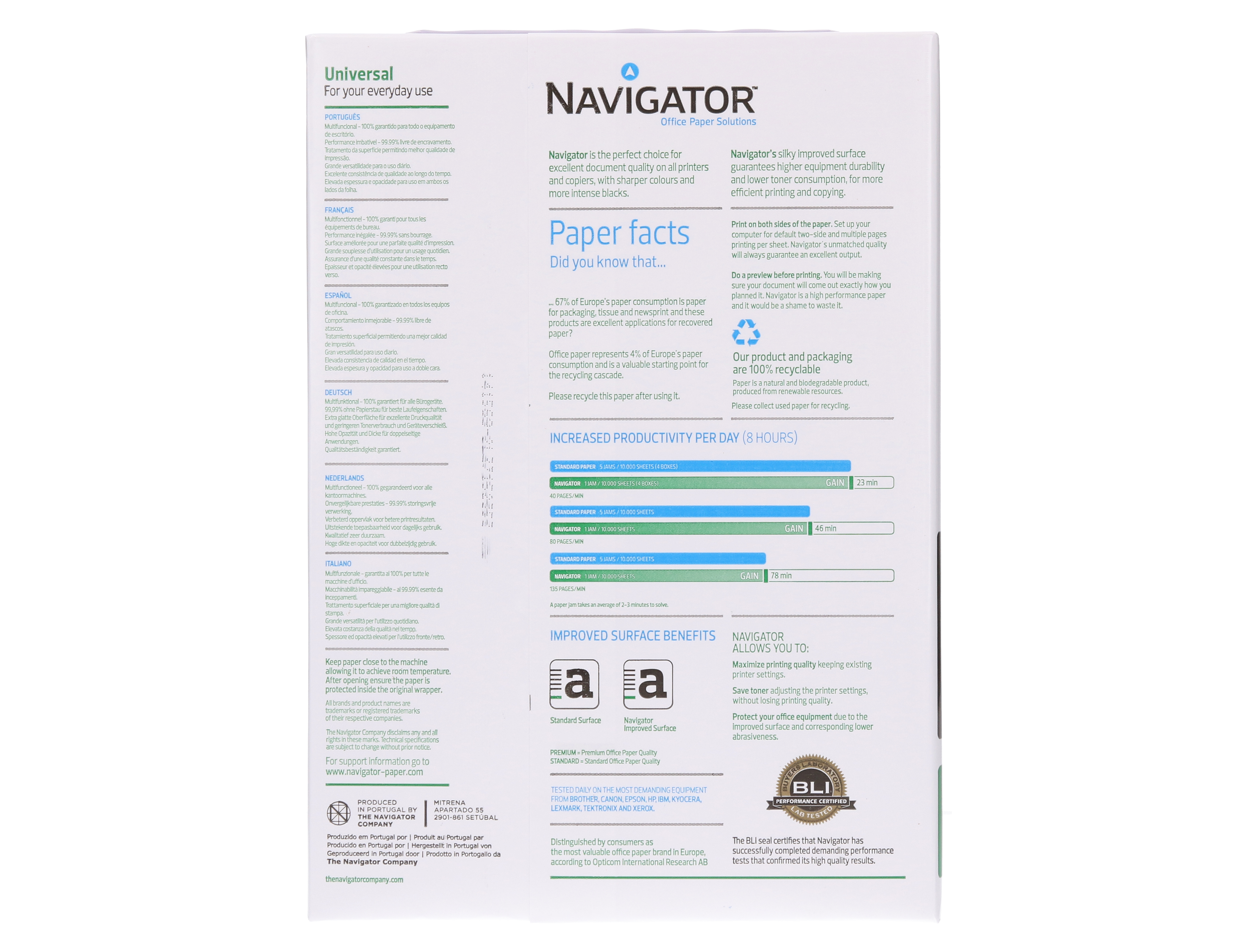 PAPEL FOTOCOPIADORA NAVIGATOR DIN A4 80 GRAMOS PAQUETE DE 500 HOJAS