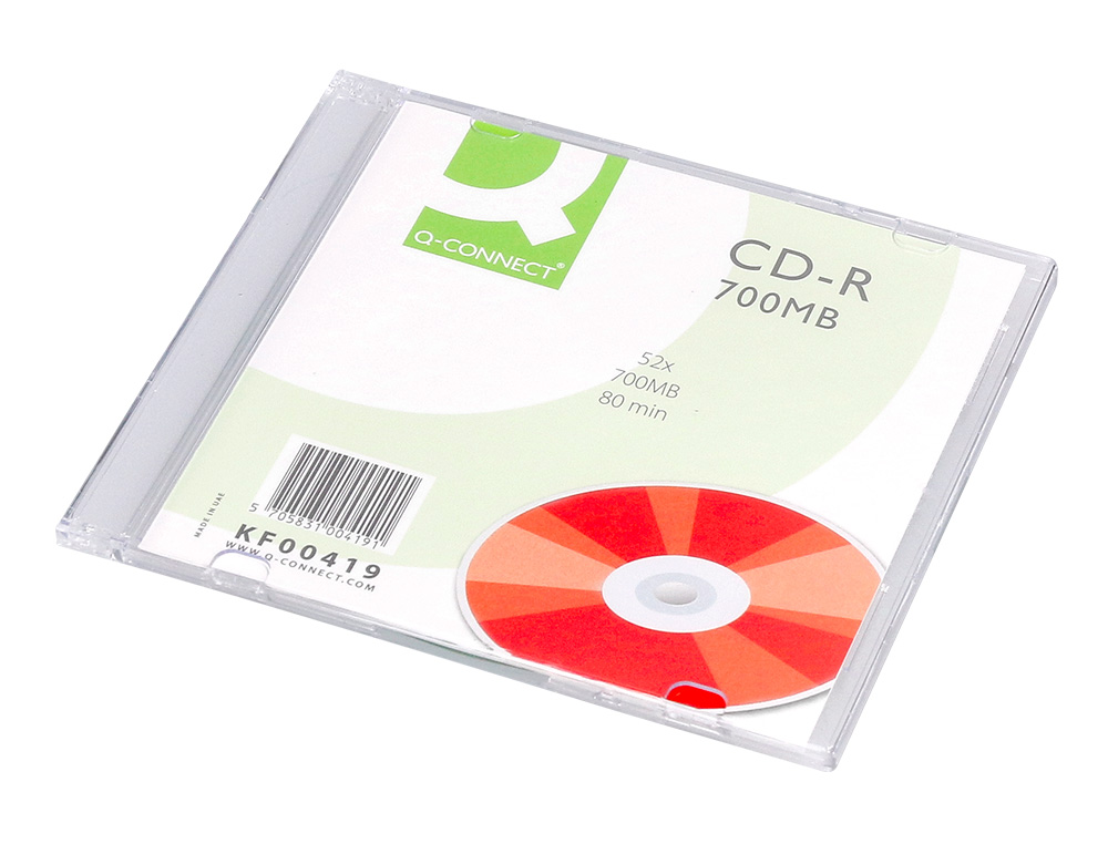 CD-R Q-CONNECT CAPACIDAD 700MB DURACION 80MIN VELOCIDAD 52X CAJA SLIM