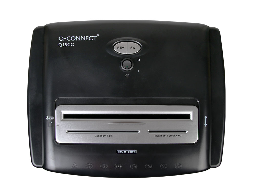 DESTRUCTORA DE DOCUMENTOS Q-CONNECT KF15553 CAPACIDAD DE CORTE 15 H DESTRUYE GRAPAS CLIPS CD Y TARJETAS 35 LITROS