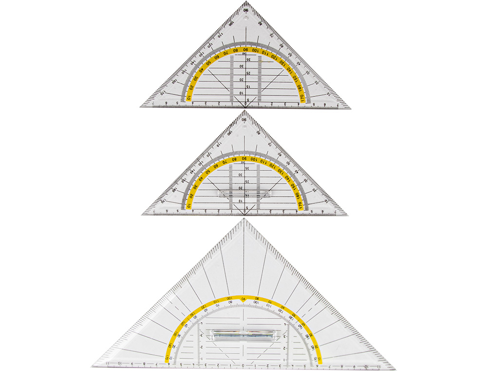 ESCUADRA LIDERPAPEL GEOMETRIA 16 CM PLASTICO CRISTAL CON PESTAÑA DE SUJECCION
