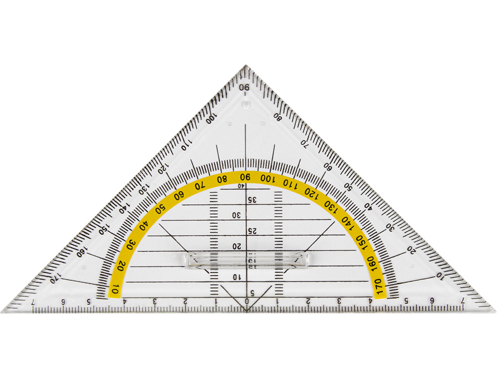 ESCUADRA LIDERPAPEL GEOMETRIA 16 CM PLASTICO CRISTAL CON PESTAÑA DE SUJECCION