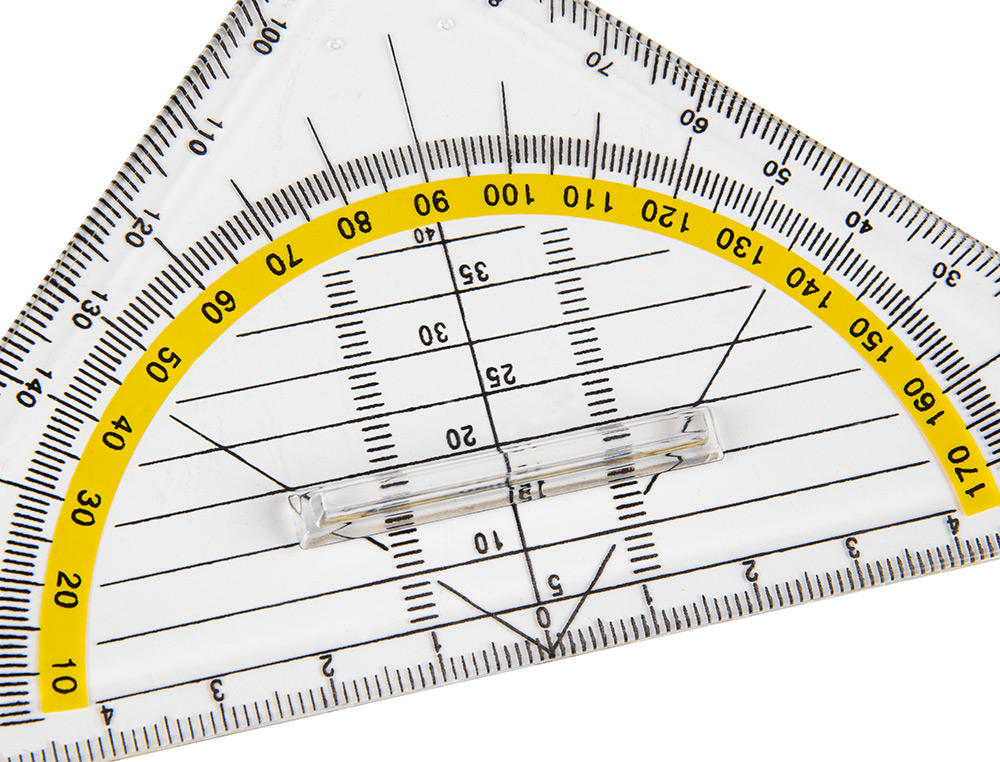 ESCUADRA LIDERPAPEL GEOMETRIA 16 CM PLASTICO CRISTAL CON PESTAÑA DE SUJECCION