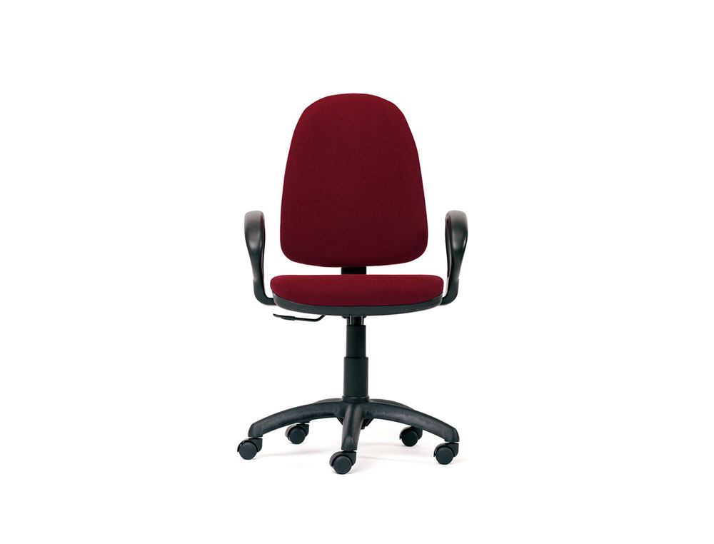 SILLA ROCADA CON BRAZOS COLOR BURDEOS DIAMETRO BASE 610 MM RESPALDO DE 490 MM X 420 MM