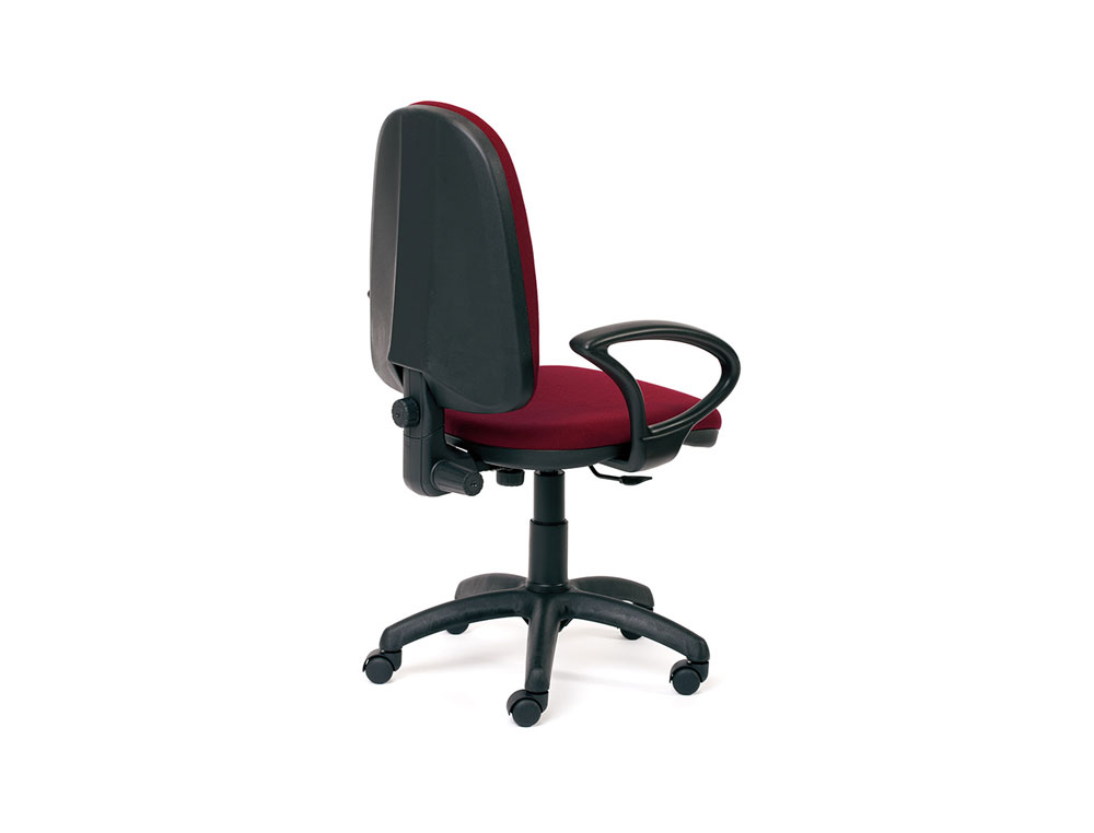 SILLA ROCADA CON BRAZOS COLOR BURDEOS DIAMETRO BASE 610 MM RESPALDO DE 490 MM X 420 MM