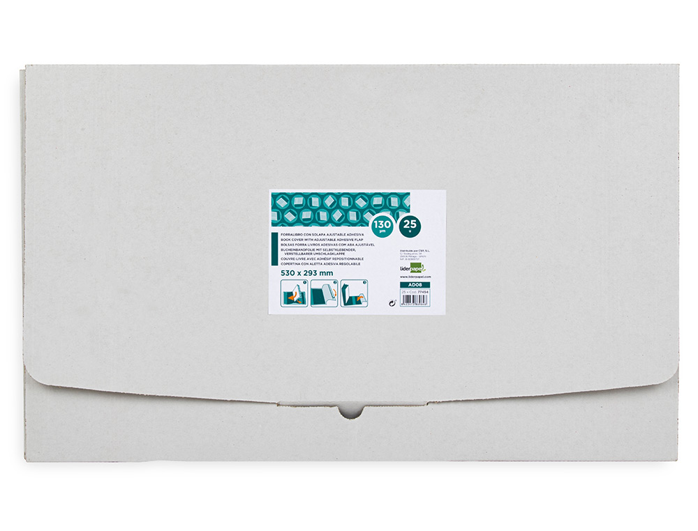 FORRALIBRO LIDERPAPEL N29 CON SOLAPA AJUSTABLE ADHESIVO 293 X 530 MM