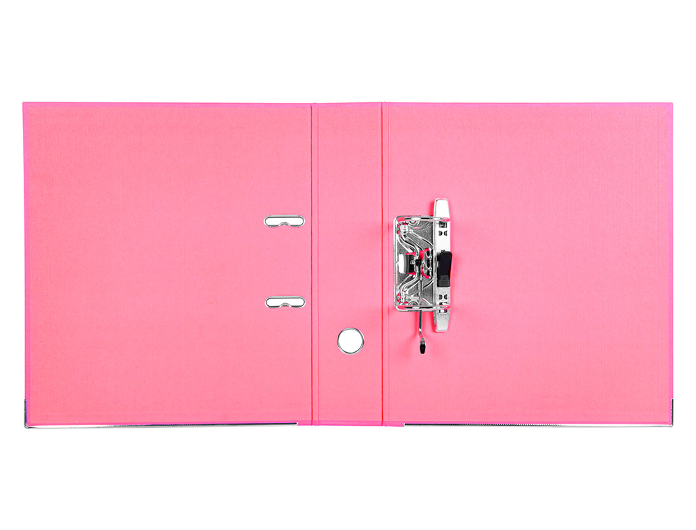 ARCHIVADOR DE PALANCA LIDERPAPEL A4 DOCUMENTA FORRADO PVC CON RADO LOMO 75 MM ROSA COMPRESOR METALICO
