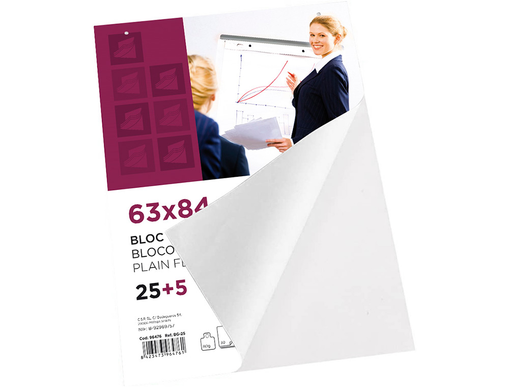BLOC CONGRESO LIDERPAPEL LISO 630X840 MM 25+5 HOJAS 80G/M2