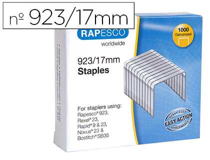GRAPAS RAPESCO GALVANIZADA 923/17 CAJA DE 1000 UNIDADES