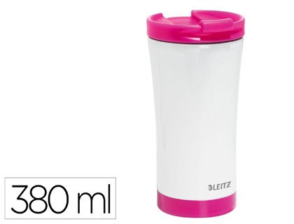 TAZA LEITZ WOW TRAVEL TERMICA DOBLE PARED ACERO INOXIDABLE CAPACIDAD 380 ML COLOR FUCSIA