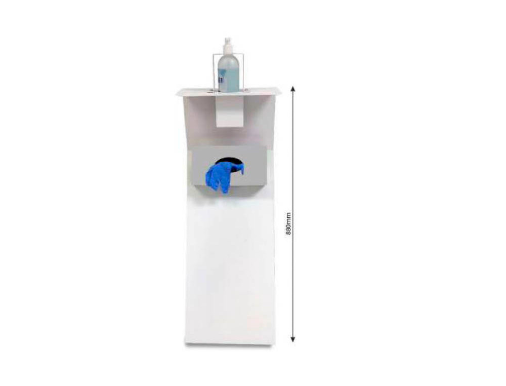 DISPENSADOR PLANNING SISPLAMO DE GEL Y GUANTES CON SISTEMA ANTIRROBO INCLUYE BOTELLA GEL 1 LITRO 880X300X350 MM