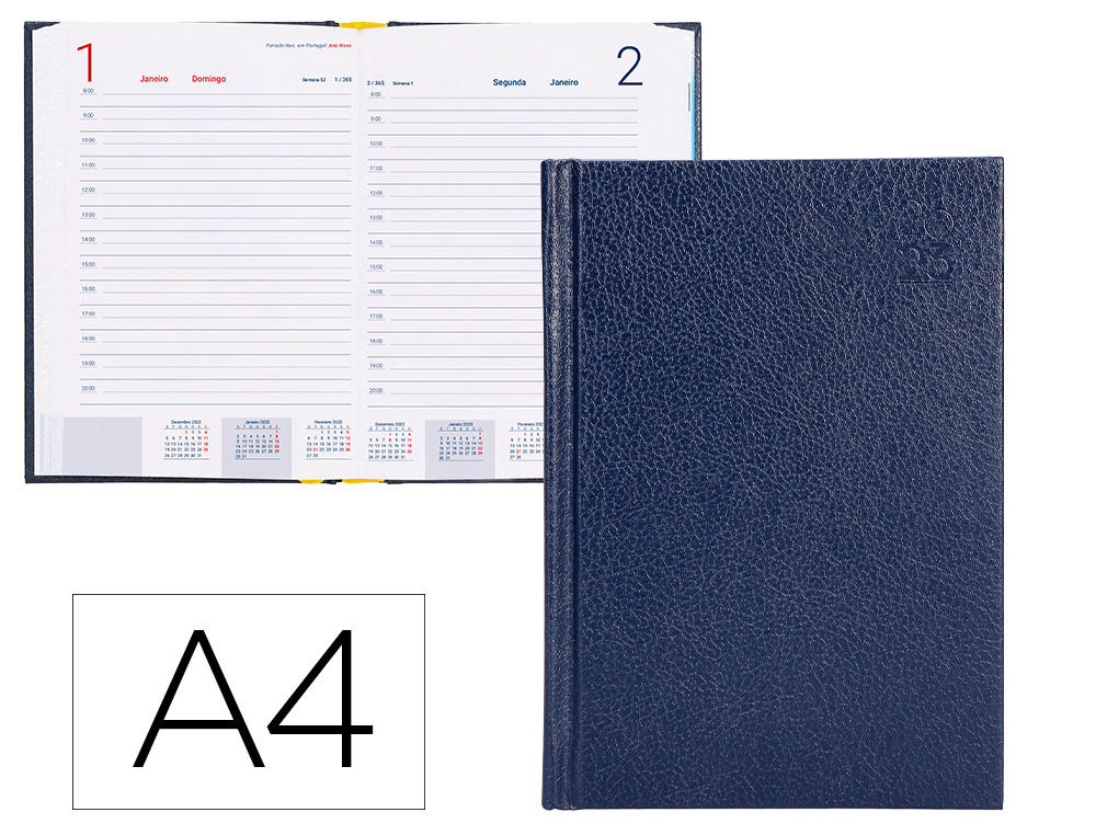 AGENDA ENCUADERNADA LIDERPAPEL CORFU A4 2023 DIA PAGINA COLOR AZUL PAPEL 60 GR