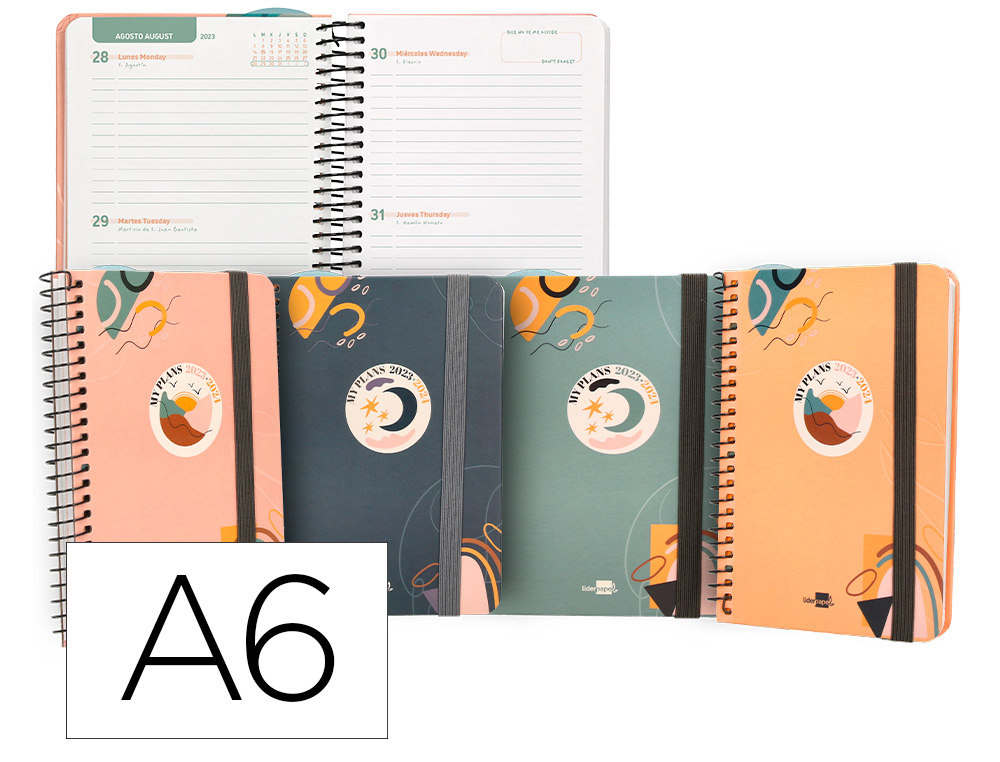 AGENDA ESCOLAR LIDERPAPEL CURSO 23-24 COLLEGE CLASSIC MY PLANS MINI BILINGUE DOS DIAS PAGINA ESPIRAL