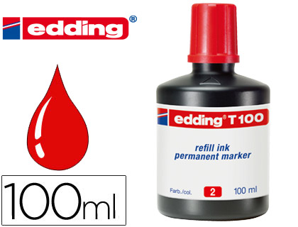 TINTA ROTULADOR EDDING T-100 ROJO FRASCO DE 100 ML