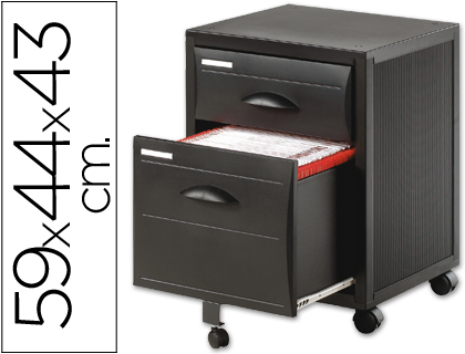 ARCHIVADOR MOVIL PAPERFLOW POLIESTIRENO 2 CAJONES MODULO NEGRO CAJONES NEGRO 58,7X43,7X43,5 CM-1 CAJON PARA CARP.COLGCOL