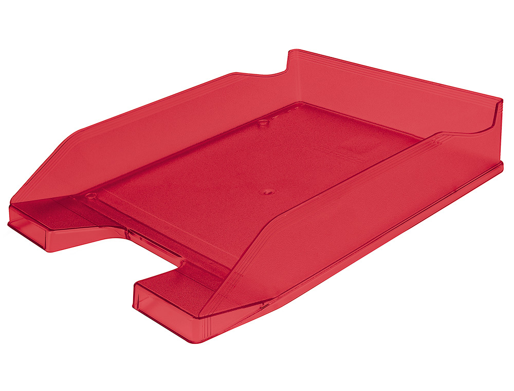 BANDEJA SOBREMESA PLASTICO Q-CONNECT ROJO TRANSPARENTE 240X70X340 MM