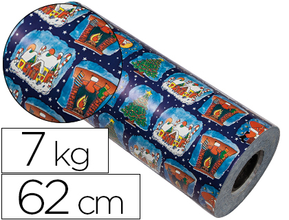 PAPEL DE REGALO VERJURADO NAVIDAD BOBINA 62 CM 7 KG